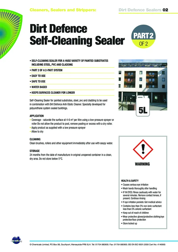 Dirt Defence Self Cleaning Sealer Datasheet PDF 